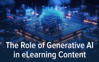 the blog title Role of Generative AI in eLearning Content appears over tech image